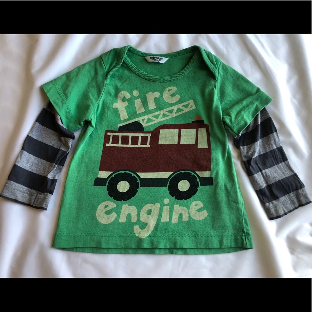 Mini Boden baby boy 6-12 month Fire Engine shirt